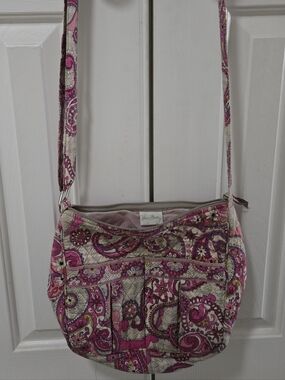 Vera Bradley Pink Paisley Quilted Crossbody Purse, 11"×10"×4"